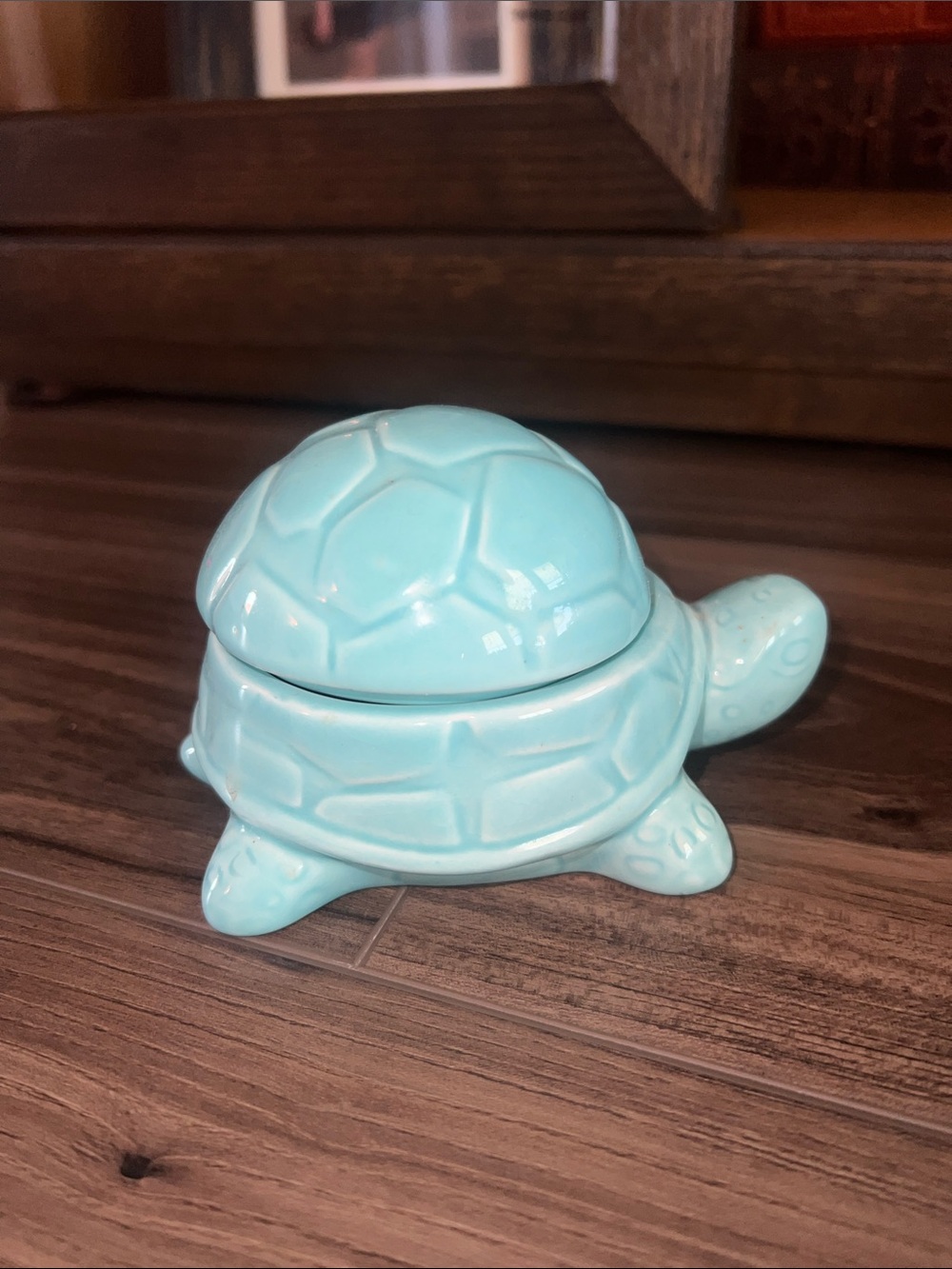Decorative Ceramic Turtle Trinket Box - Aqua